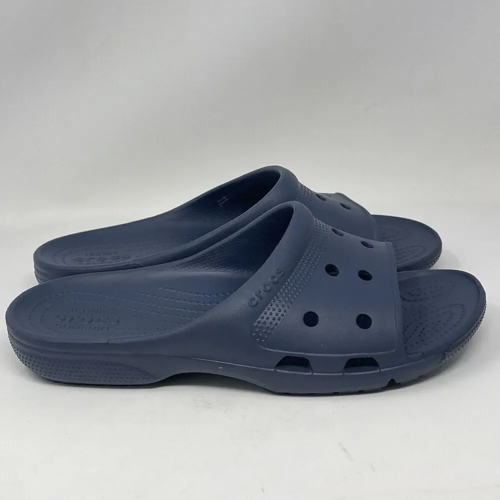 Crocs Coast Slides Sandals Mens 10 Blue Slip On Comfort Casual Beach Summer